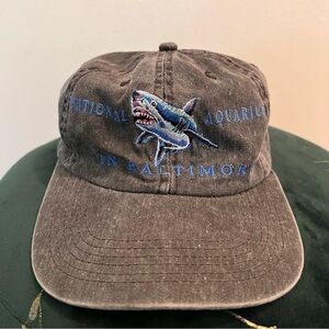 National Aquarium In Baltimore Buckleback Hat Gray Embroidered Shark